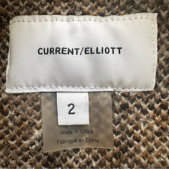 Current/Elliott Sweater The Bets Mohair Full Zip Cardigan Jacket Plaid Cream M - Picture 8 of 12